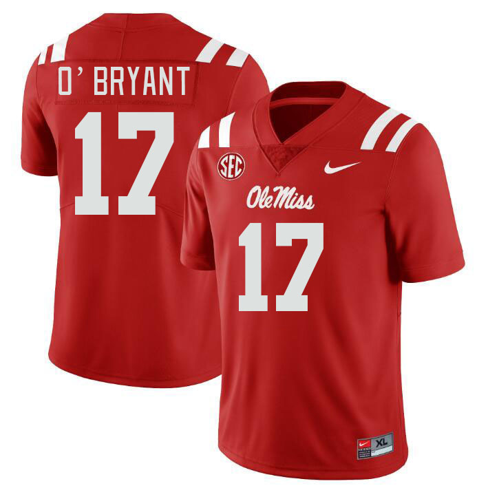 Ole Miss Rebels #17 Richard O'Bryant College Football Jerseyes Stitched Sale-Red